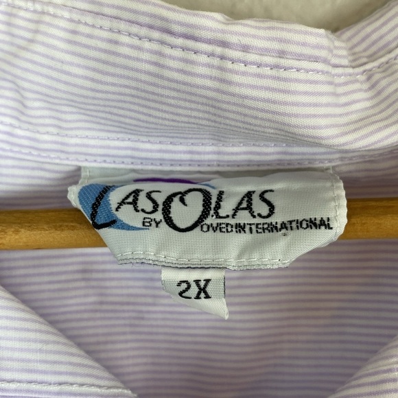 Las Olas Pin Stripe Button Up Cat Shirt 2X - Picture 7 of 8